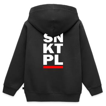 SNKTPL - Kinder Premium Organic Zip Hoodie - Schwarz - Hinten - AI Model Kid Male (0cm)