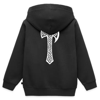 Axt in Keltischen Knoten Tattoo Style - Kinder Premium Organic Zip Hoodie - Schwarz - Hinten - AI Model Kid Male (0cm)