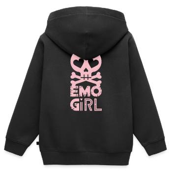 Fille emo ! - Sweat Premium à capuche zippé enfant bio - noir - Dos - AI Model Kid Male (0cm)