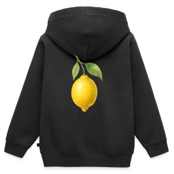 zitrone - Kinder Premium Organic Zip Hoodie - Schwarz - Hinten - AI Model Kid Male (0cm)