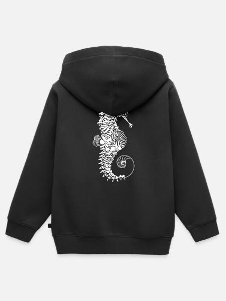 Seepferd - Kinder Premium Organic Zip Hoodie - Schwarz