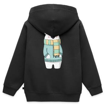 Ours polaire avec écharpe et chandail - Sweat Premium à capuche zippé enfant bio - noir - Dos - AI Model Kid Male (0cm)
