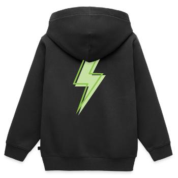 Eclair vert clair - Sweat Premium à capuche zippé enfant bio - noir - Dos - AI Model Kid Male (0cm)