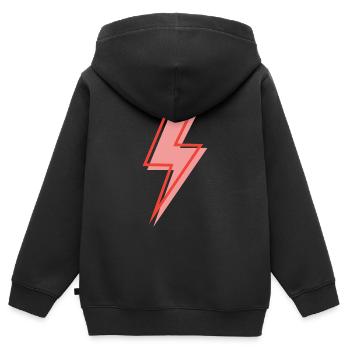 Eclair rouge - Sweat Premium à capuche zippé enfant bio - noir - Dos - AI Model Kid Male (0cm)