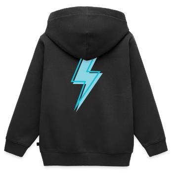 Eclair bleu ciel - Sweat Premium à capuche zippé enfant bio - noir - Dos - AI Model Kid Male (0cm)