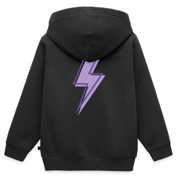 Eclair violet - Sweat Premium à capuche zippé enfant bio - noir - Dos - AI Model Kid Male (0cm)