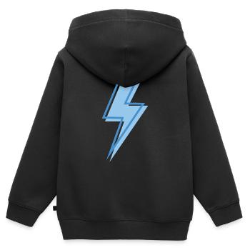 Eclair bleu - Sweat Premium à capuche zippé enfant bio - noir - Dos - AI Model Kid Male (0cm)