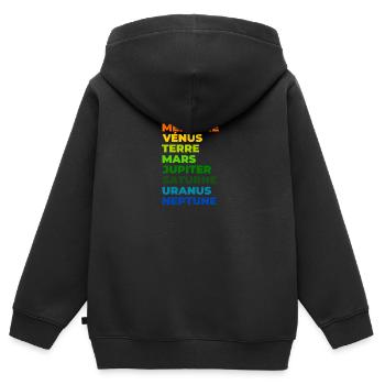 Le Système solaire - Sweat Premium à capuche zippé enfant bio - noir - Dos - AI Model Kid Male (0cm)