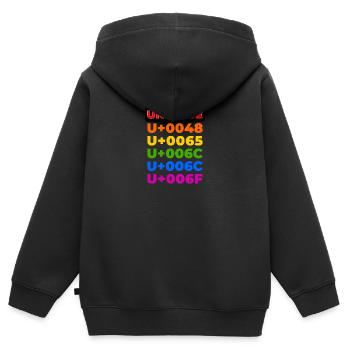 UNICODE - Sweat Premium à capuche zippé enfant bio - noir - Dos - AI Model Kid Male (0cm)