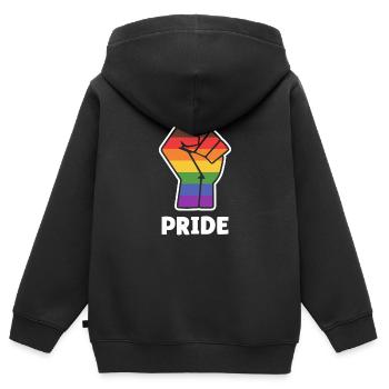 Pride Alternative Pride Fist Design pour l’égalité - Sweat Premium à capuche zippé enfant bio - noir - Dos - AI Model Kid Male (0cm)