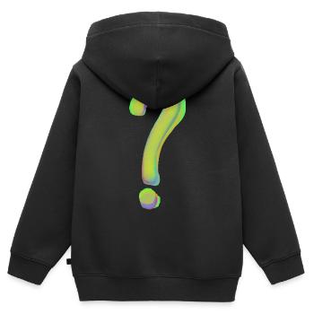 Point d'interrogation - Sweat Premium à capuche zippé enfant bio - noir - Dos - AI Model Kid Male (0cm)