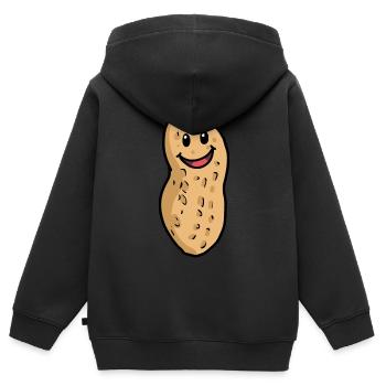 Fröhliche Erdnuss Erdnüsse Nuss Nüsse Emotion - Kinder Premium Organic Zip Hoodie - Schwarz - Hinten - AI Model Kid Male (0cm)