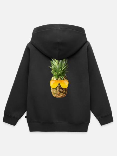 L'ananas hipster indossa occhiali da sole dorati - Felpa Premium con cappuccio con zip bambino bio - nero
