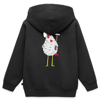 Handwerker Huhn Hammer Herz Baustelle Berufe Job - Kinder Premium Organic Zip Hoodie - Schwarz - Hinten - AI Model Kid Male (0cm)