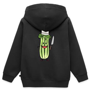 SELLERIE GEMÜSE KOCH HOBBYKOCH KOCHKUNST - Kinder Premium Organic Zip Hoodie - Schwarz - Hinten - AI Model Kid Male (0cm)