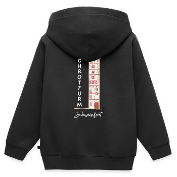 Schweinfurt, emblématique Schrotturm, Bavière - Sweat Premium à capuche zippé enfant bio - noir - Dos - AI Model Kid Male (0cm)