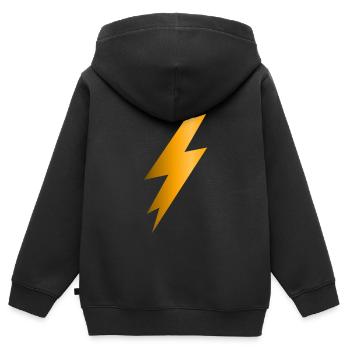 Eclair foudre - Sweat Premium à capuche zippé enfant bio - noir - Dos - AI Model Kid Male (0cm)