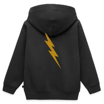 Éclair doré - Sweat Premium à capuche zippé enfant bio - noir - Dos - AI Model Kid Male (0cm)