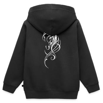 Elegante Swirl Horse Silhouette - Kinder Premium Organic Zip Hoodie - Schwarz - Hinten - AI Model Kid Male (0cm)