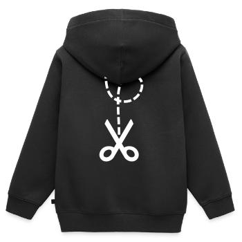 Ciseaux – Chagrin d’amour et conception de mèmes d’instruction - Sweat Premium à capuche zippé enfant bio - noir - Dos - AI Model Kid Male (0cm)