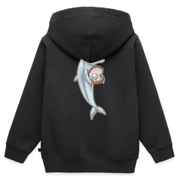 Delfin Perle - Kinder Premium Organic Zip Hoodie - Schwarz - Hinten - AI Model Kid Male (0cm)