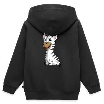 Süßes Cartoon Zebra - Kinder Premium Organic Zip Hoodie - Schwarz - Hinten - AI Model Kid Male (0cm)