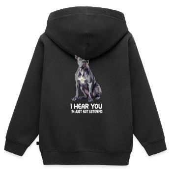 Cane corso - Sweat Premium à capuche zippé enfant bio - noir - Dos - AI Model Kid Male (0cm)