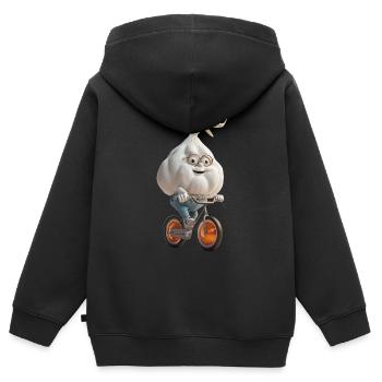 Knoblauch Fahrrad - Kinder Premium Organic Zip Hoodie - Schwarz - Hinten - AI Model Kid Male (0cm)
