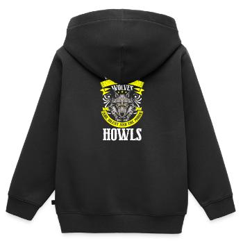 Wolf Rudel Nordisch - Kinder Premium Organic Zip Hoodie - Schwarz - Hinten - AI Model Kid Male (0cm)