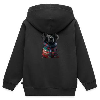 Flat-Coated Retriever Weihnachten - Kinder Premium Organic Zip Hoodie - Schwarz - Hinten - AI Model Kid Male (0cm)