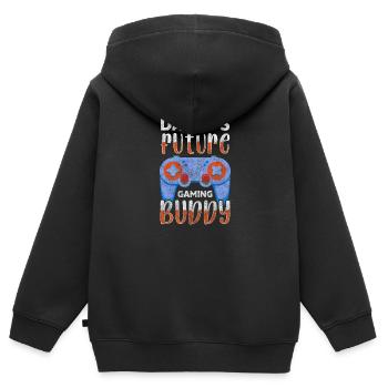 Bébé Papa Amour Ventre - Sweat Premium à capuche zippé enfant bio - noir - Dos - AI Model Kid Male (0cm)