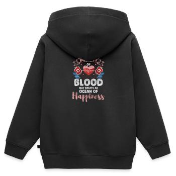 Blutspender Miteinander Spende - Kinder Premium Organic Zip Hoodie - Schwarz - Hinten - AI Model Kid Male (0cm)