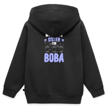 Thé glacé Boba Trend - Sweat Premium à capuche zippé enfant bio - noir - Dos - AI Model Kid Male (0cm)