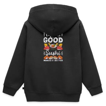 Japan Running Sushi Stäbchen Maki - Kinder Premium Organic Zip Hoodie - Schwarz - Hinten - AI Model Kid Male (0cm)