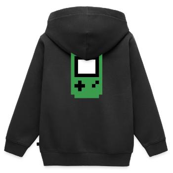 grün-Konsole - Kinder Premium Organic Zip Hoodie - Schwarz - Hinten - AI Model Kid Male (0cm)
