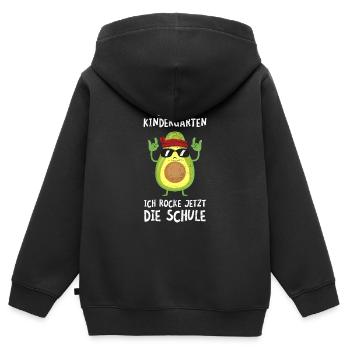 Rocke Jetzt Die Schule Avocado Kindergarten - Kinder Premium Organic Zip Hoodie - Schwarz - Hinten - AI Model Kid Male (0cm)