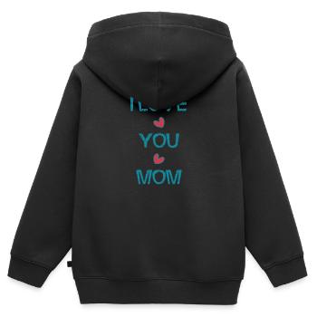 MAMA. ICH LIEBE. ICH LIEBE DICH. MAMA. MUTTERTAG - Kinder Premium Organic Zip Hoodie - Schwarz - Hinten - AI Model Kid Male (0cm)