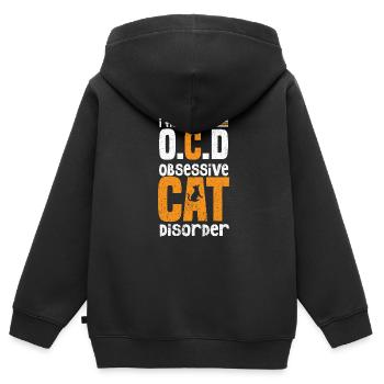 Chats Chat Chat Chat Chat Maman Mignon - Sweat Premium à capuche zippé enfant bio - noir - Dos - AI Model Kid Male (0cm)
