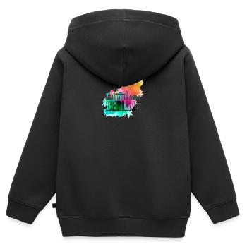 Berlin Allemagne Germany Skyline Ville City - Sweat Premium à capuche zippé enfant bio - noir - Dos - AI Model Kid Male (0cm)