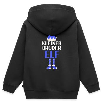 Kleiner Bruder Elf Kleiner Bruder Geschenk - Kinder Premium Organic Zip Hoodie - Schwarz - Hinten - AI Model Kid Male (0cm)