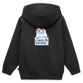 Yeti - I love winter - Kinder Premium Organic Zip Hoodie - Schwarz - Hinten - AI Model Kid Male (0cm)