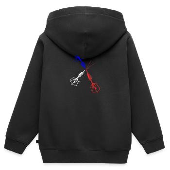 Darts Nationalfarbe Ihres Lieblingsspielers - Kinder Premium Organic Zip Hoodie - Schwarz - Hinten - AI Model Kid Male (0cm)