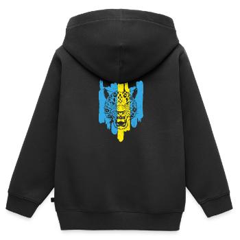 Schneeleopard National Souvenir Kasachstan - Kinder Premium Organic Zip Hoodie - Schwarz - Hinten - AI Model Kid Male (0cm)