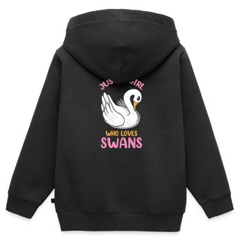 Juste une fille qui aime les cygnes Drôle d’oiseau Zoo Animal - Sweat Premium à capuche zippé enfant bio - noir - Dos - AI Model Kid Male (0cm)