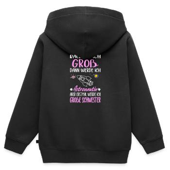 Nachwuchs Ich Werde Große Schwester Astronautin - Kinder Premium Organic Zip Hoodie - Schwarz - Hinten - AI Model Kid Male (0cm)