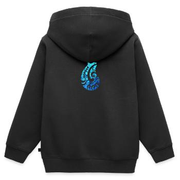 Maori Fischhaken Hei Matau Tribal Tattoo Paua - Kinder Premium Organic Zip Hoodie - Schwarz - Hinten - AI Model Kid Male (0cm)
