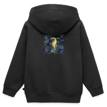Hippocampe - Sweat Premium à capuche zippé enfant bio - noir - Dos - AI Model Kid Male (0cm)