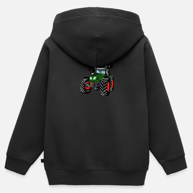 tracteur - Sweat Premium à capuche zippé enfant bio - noir