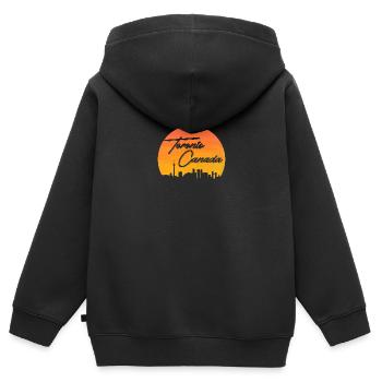 Toronto Canada - Sweat Premium à capuche zippé enfant bio - noir - Dos - AI Model Kid Male (0cm)