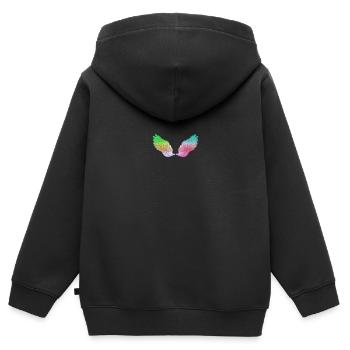 Flügel - Kinder Premium Organic Zip Hoodie - Schwarz - Hinten - AI Model Kid Male (0cm)
